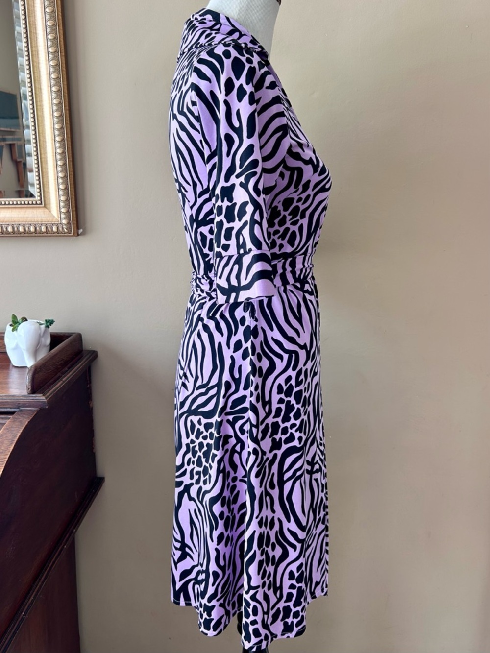 Diane Von Furstenberg Leopard Julie Jeanne 3/4 Sleeve Silk Wrap Dress S - Picture 9 of 11